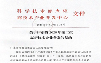 喜報！慶祝我司獲得國家高新技術企業認定